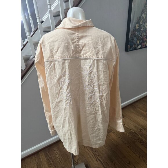 Zulu & Zephyr Shea Embroidered Hemp Blend Oversized Button Down Shirt Size Large - Picture 5 of 5